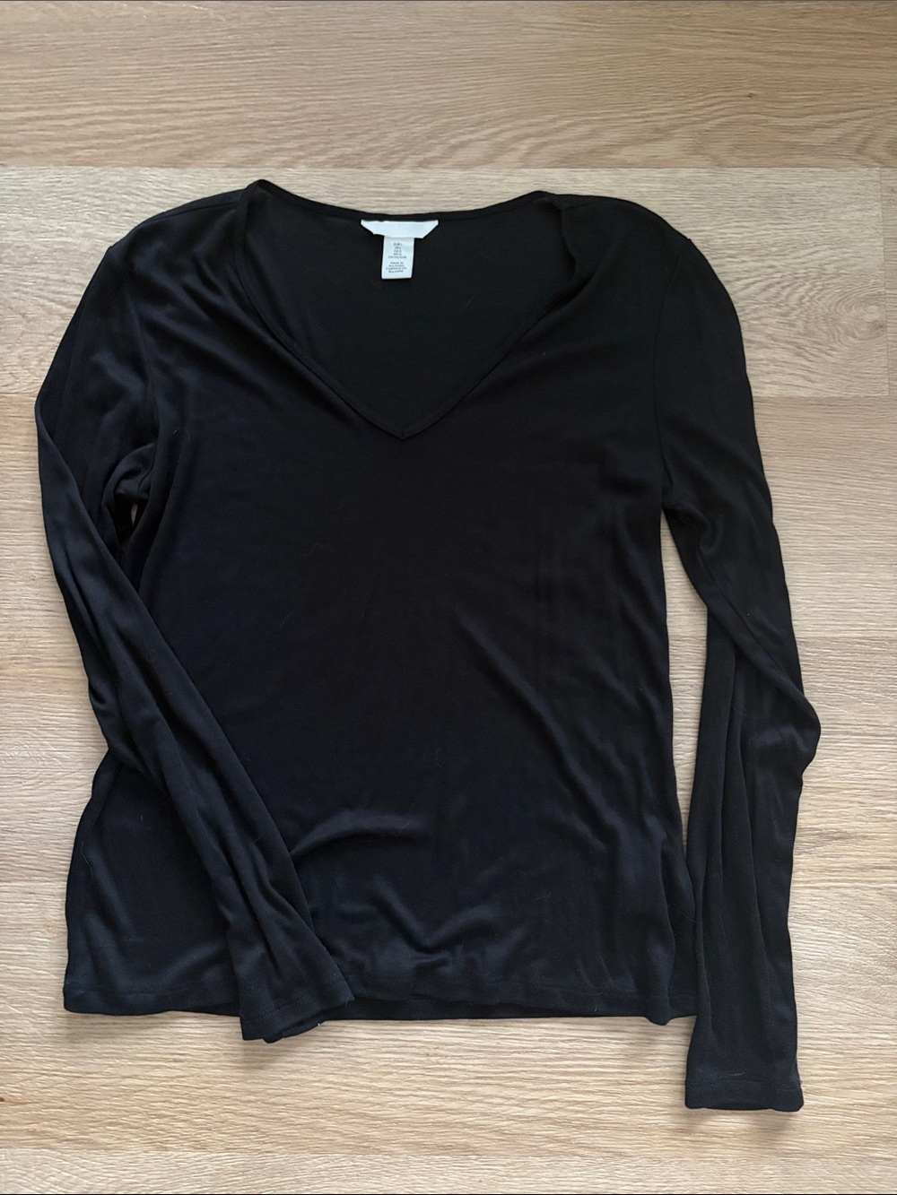 H&M Black V-Neck Long Sleeve Top